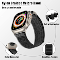 Miniatyrbillede 3 af 5: [QD] Apple Watch-rem 42 mm 44 mm 45 mm 49 mm, blød nylonflettet velcrorem til Apple Watch Ultra 2 Ultra Series 9 8 7 SE 6 5 4, sort/grå