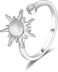 Fidget Ångestringar Öppen Justerbar Ring Måne och Stjärnring Månsten Solring för Kvinnor