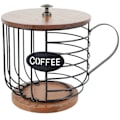 Miniatyrbilde 1 av 5: QU. Kaffekapselholder med trebase, stor kapasitet, kaffefilteroppbevaring, metall kaffekapselbur, rund kapselbeholder