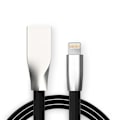 Miniatyrbillede 1 af 5: Trasselfrit Lightning-kabel med zink-stik Svart Black