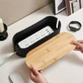 Wooden Cable Box with Lid - Practical Cable and Desk Organizer Box for Office and Home Black black