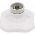 QU-E27 LED-pærefatning, Keramisk E27-fatning og plastbase, Hvid E27-fatning med ring til entré/loft/altanbelysning, A