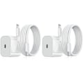 Miniatyrbilde 1 av 3: QD-Hurtiglader 20W for iPhone med 2 meter datakabel + ladehode Hvit 20W - 2 stk todelt sett