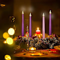 Pikkukuva 5 / 5: 2024 Uudet Wabjtam 4 kpl LED-kynttilät ilman liekkiä, adventtikynttilät violetti ja pinkki, joulun adventtirituaaleihin, loitsuihin ja kellopeleihin