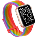 Miniatyrbilde 1 av 5: [QD] Kompatibel med Apple Watch-armbånd, sportsarmbånd i nylon for kvinner og menn, for iWatch Series Ultra 8 7 6 5 4 3 2 1 SE (38/40/41 mm, regnbue)