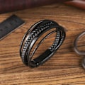 Miniatyrbillede 3 af 5: Flettet læderarmbånd til mænd Sort_qq