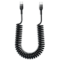 Miniatyrbillede 1 af 5: USB-C Spiralkabel med Power Delivery PD 66W 1,5m Sort_qq
