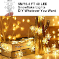 Miniatyrbilde 4 av 5: LED-lysslynger, SumorRui LED snøfnugg lysgardin for juledekorasjon, 5 meter 40 LED lysslynge for innendørs, hall,
