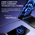 Miniatyrbild 7 av 11: 2-in-1 Invisible Stand Charging Cable, Multi Charging Cable with Type C Multi-Angle Adjustable Stand, 240W Fast Charging C to C