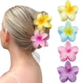 Hårklämmor med blommor 4-pack Gul/Blå/Lila/Rosa