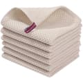 6 pcs 34x34cm Waffle Weave Cotton Kitchen Towels, Quick-Drying and Absorbent Cleaning Cloth with Hanging Loop Beige