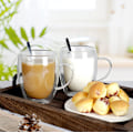 Miniatyrbillede 2 af 5: QU*LIBWYS 6-pak dobbeltvæggede kaffekopper glaskrus, cappuccino latte tekopper med håndtag, varmebestandig kop drikkeglas 350 ml kaffekop