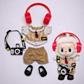 Miniatyrbild 1 av 5: /QU/Labubu Kläder Lämpliga för En Två Tre Generationer Labubu att Bära (endast kläder, exklusive dockor) Top pants red headphone camera shoes