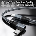 Miniatyrbilde 2 av 5: \"QD\"INF USB-C-kabel med vinklet kontakt 60 W hurtiglader Grå 3 m