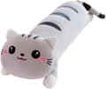Lang plys kattepude, grå squishy pude til at sove, lang kat