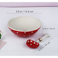 Miniatyrbild 3 av 5: \"QD\" Mushroom Salad Bowl 5.9 Inch - Safe Matte Ceramic Soup Bowl with Cute Mushroom Spoon - Perfect for Noodle, Rice, Pasta and More.