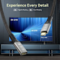 Miniatyrbilde 5 av 5: QD-Thunderbolt 4-forlengelseskabel, USB-C-kabel til USB-C hann til hunn, støtter 8k/5k@60hz video / 40gbps dataoverføring / 100w lading (0,8m)