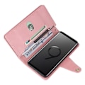 Miniatyrbilde 5 av 5: QD-Lærfodral med nagler og spenne for Samsung Galaxy S9, plass til 9 kort, tre klaffer Rose Gold