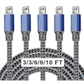 Miniatyrbillede 1 af 4: [QD] 5-pak nylon iPhone oplader Lightning-kabel Hurtig Opladning