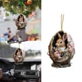 1 pc Cute Easter Bunny Hanging Ornaments 2D Acrylic Rabbit Pendant Decor Easter Bunny Pendant with Eggs and Roses, Spring Party Car Hanging Accessories