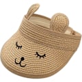 Miniatyrbillede 1 af 5: [QD] Baby Roll-up Straw Visor Hat Solhat, Børn Småbørn Bred Skygge Solhat Justerbar til 1-4 År