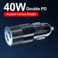 40W USB-C Snabb Billaddare 2 Portar Adapter Dubbel Typ C SVART black_RY