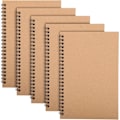 Miniatyrbild 1 av 5: [QD] 5-pack Spiralblock A5, 120 Sidor 60 Blad Kraftpappersomslag Trådbundna Anteckningsböcker Bulk Dagböcker, 8,3 * 5,5 tum Linjerad Anteckningsbok