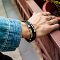 Miniatyrbillede 5 af 5: Flettet læderarmbånd til mænd sort_qq