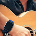 Miniatyrbillede 4 af 5: [QD] Kompatibel med Apple Watch armbånd til mænd og kvinder, åndbart sportsarmbånd i silikone til størrelse: 42/44/45/49 mm/sort og blå