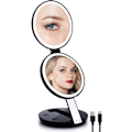 Miniatyrbillede 5 af 5: Rejsespejl med lys til rejser, 1X/5X kompakt genopladeligt makeupspejl, justerbar lysstyrke i fem niveauer, 4,5 tommer bærbar foldbar Mi
