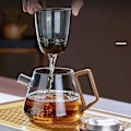 Miniatyrbillede 5 af 5: QU.GIANXI Kaffemaskine Familie Glas Tekande Sæt Klart Glas Tekop Kung Fu Lille Tekop Pyrex Te Sæt Blomst Tekande
