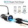 Miniatyrbillede 2 af 4: /QD/FM-sender Bluetooth 5.0 trådløs radioadapter Håndfri bilsæt, QC3.0 og farverigt lys