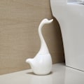 Miniatyrbillede 1 af 5: \"QD\" Toiletbørste og holder, keramisk base med svanehals til rengøring af toilet i badeværelse