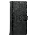 Miniatyrbillede 4 af 5: QD-Kompatibelt med Nothing Phone (3a) Cover Kalveskindsstruktur Læder Stativ Bogstil Mobilcover - Rød Sort