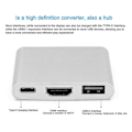 Pikkukuva 2 / 5: [QD] Typ-C - USB-C 4K HDMI USB 3.0 3-in-1 Hub -adapterikaapeli Apple Macille