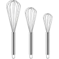 Miniatyrbilde 1 av 5: 3 stk Sett med Store og Små Metall Mini Visper, Rustfritt Stål Eggevisp Små Visper for Matlaging Baking, Profesjonell Visp Kjøkkenredskap, Bea