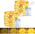 Two Sets of Battery-Operated String Lights, 16ft/5m Long, with LED Bulbs, Timer, and Remote Control, Perfect for Bedroom and Decoration.