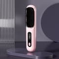 Rechargeable Heated/Straightening Brush - Electric Ceramic Brush with USB, LCD, and Ion Function, Rechargeable pink