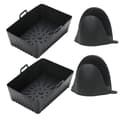 2-pack Airfryer-behållare med ugnsvantar Silikon Svart