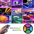 Miniatyrbilde 3 av 4: /QD/3528 RGB 300 LED Strip Lys + 12V 2A strømforsyning + 44-knapps IR-fjernkontroll LD614 - 5 m