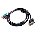 Miniatyrbillede 3 af 5: 1,5M 4,9Ft VGA 15-bens han til 3 RGB-han videokabeladapter Sort