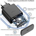 Miniatyrbilde 3 av 5: [QD] 45W USB C Lader - Superrask Lading for Samsung Galaxy S24/S23/S22 & A-Serien - Inkluderer 2m USB C Kabel
