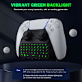 Miniatyrbilde 3 av 7: Grønt bakgrunnsbelyst tastatur for PS5-kontroller, PS5 trådløst minitastatur Chatpad for Playstation 5-kontroller med 3,5 mm lyduttak_qp Black