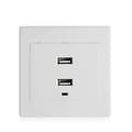Miniatyrbillede 1 af 4: Dobbelt USB Vægstik Oplader AC/til DC Strømadapter Stik Udtag Plade Panel Hvid