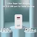 Miniatyrbilde 3 av 5: 120W Hurtiglader USB-lader Strømadapter for iPhone Xiaomi Samsung