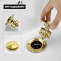Miniatyrbillede 4 af 5: uu/LaBlanc - Guld Pop Up Bundventil Uden Overløbssikring, Afløbsprop med Si, Badeværelsesbundventil i Messing