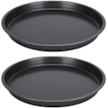 Miniatyrbild 1 av 5: QU*Uadme Djup Pizzaplåt, 2 stycken Non-Stick Pizzaplattor, Förtjockat Kolstål, Pizzaugnplåt, Cirkulär Bakplåt för Köket, Handgjord Pizza (30 cm)