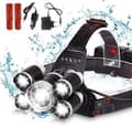 Supersterk hodelykt 5x CREE T6 - inkl. oppladbare batterier