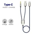 Miniatyrbillede 2 af 3: QU-2-i-1 Typ-c Bil Lydkabel 1 Delt 2 Type C Til Usb A 3.5mm Aux Ledning Blå, A