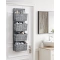 Miniatyrbillede 4 af 5: QU*SONGMICS Hængeorganisator Hængende Opbevaring Hængehylde med 4 lommer Dør Soveværelse Kontorgarderobe 33,5 x 12 x 100 cm Lysegrå RDH004G11